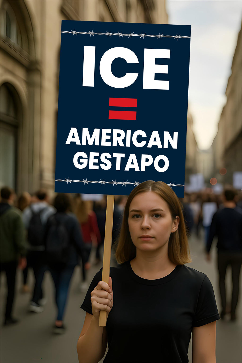 ICE Equals American Gestapo Protest Sign, Anti-Trump Resistance, Political Activist Poster, Rally Sign, Resist Fascism Protest Poster