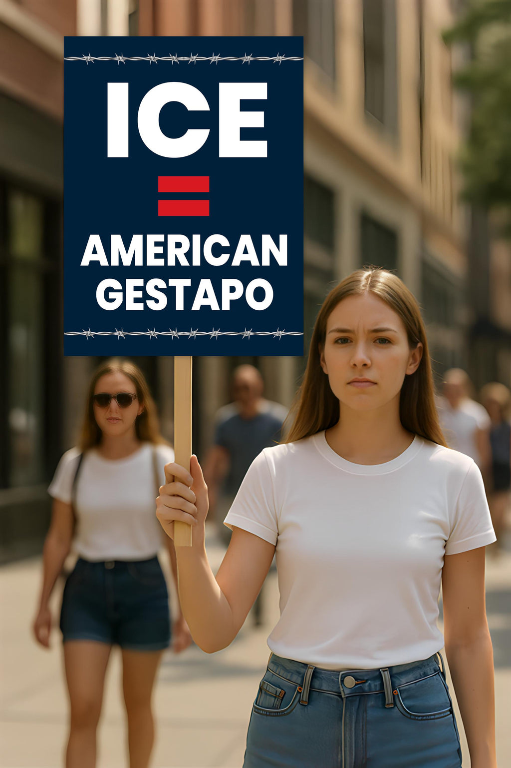 ICE Equals American Gestapo Protest Sign, Anti-Trump Resistance, Political Activist Poster, Rally Sign, Resist Fascism Protest Poster