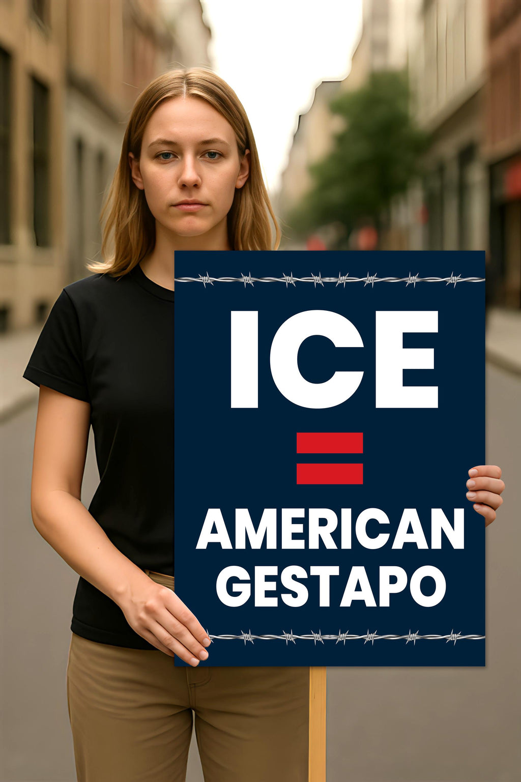 ICE Equals American Gestapo Protest Sign, Anti-Trump Resistance, Political Activist Poster, Rally Sign, Resist Fascism Protest Poster