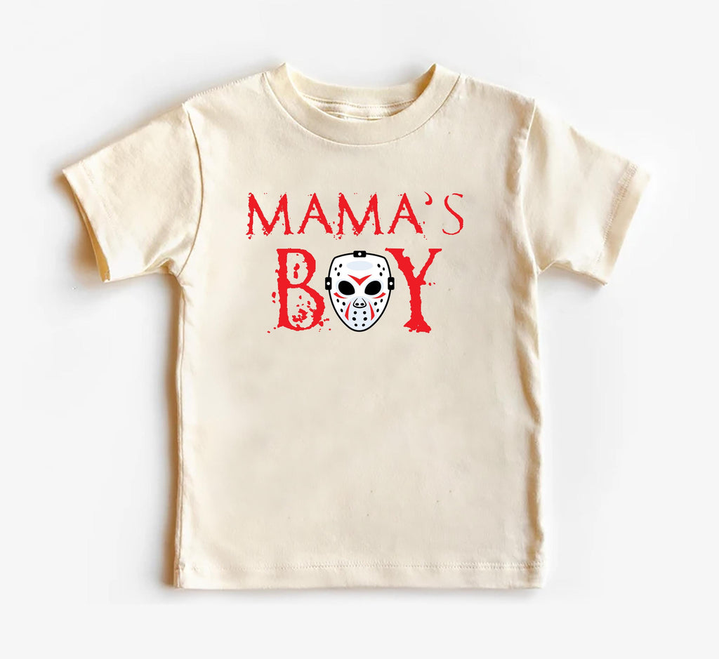 Mama's Boy Retro Halloween Baby Shirt, Baby Bodysuit, Funny Toddler Sweatshirt - Slasher-Inspired Outfit, Spooky Cute Boys Clothes