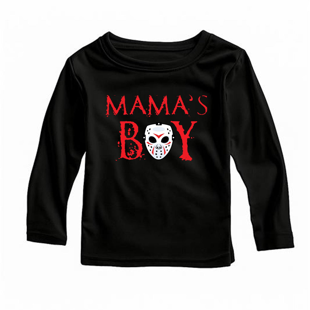 Mama's Boy Retro Halloween Baby Shirt, Baby Bodysuit, Funny Toddler Sweatshirt - Slasher-Inspired Outfit, Spooky Cute Boys Clothes