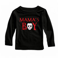 Mama's Boy Retro Halloween Baby Shirt, Baby Bodysuit, Funny Toddler Sweatshirt - Slasher-Inspired Outfit, Spooky Cute Boys Clothes