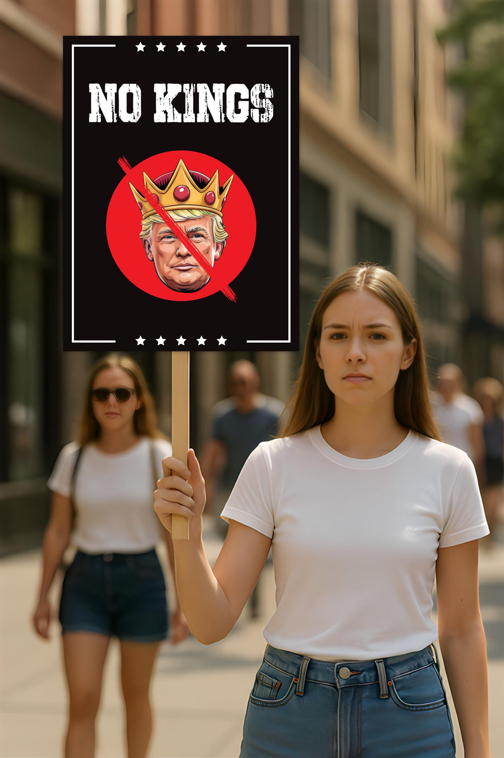 No Kings In America Protest Sign, Anti-Trump Resistance, Political Activist Poster