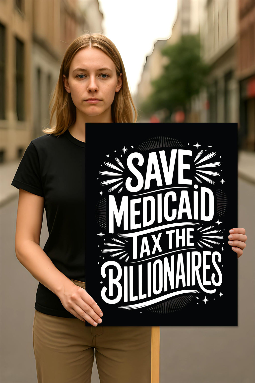 Save Medicaid Tax the Billionaires Protest Sign, Anti-Trump Resistance, Political Activist Poster, Rally Sign, Resist Fascism Protest Poster