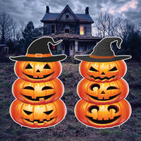 Halloween Yard Signs with Garden Stakes, Pumpkin and Ghost Lawn Decorations, Outdoor Halloween Party Yard Decor for Front Lawn or Patio