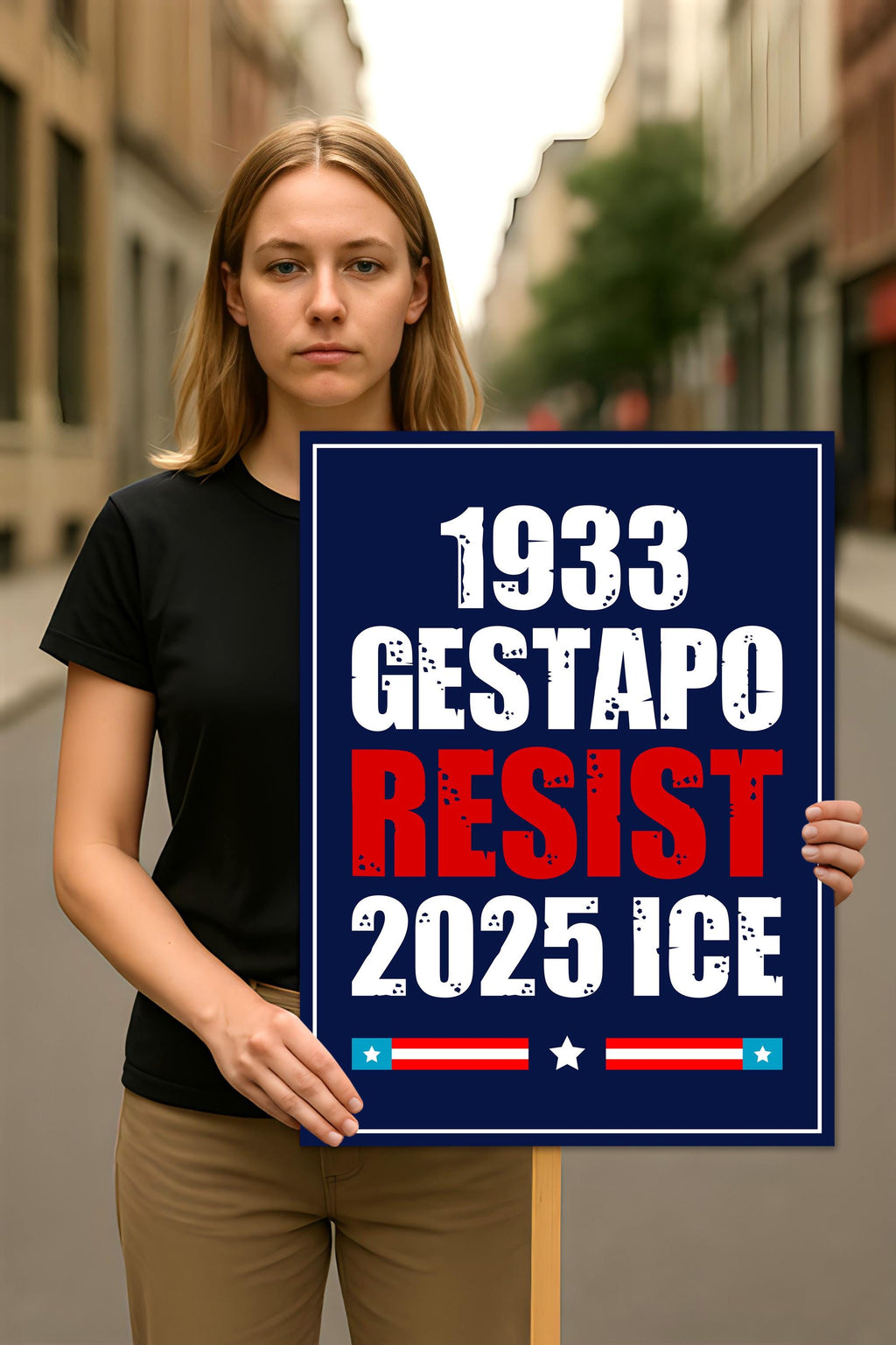 1933 Gestapo RESIST 2025 ICE Sign, Anti-Trump Resistance, Political Activist Protest Poster