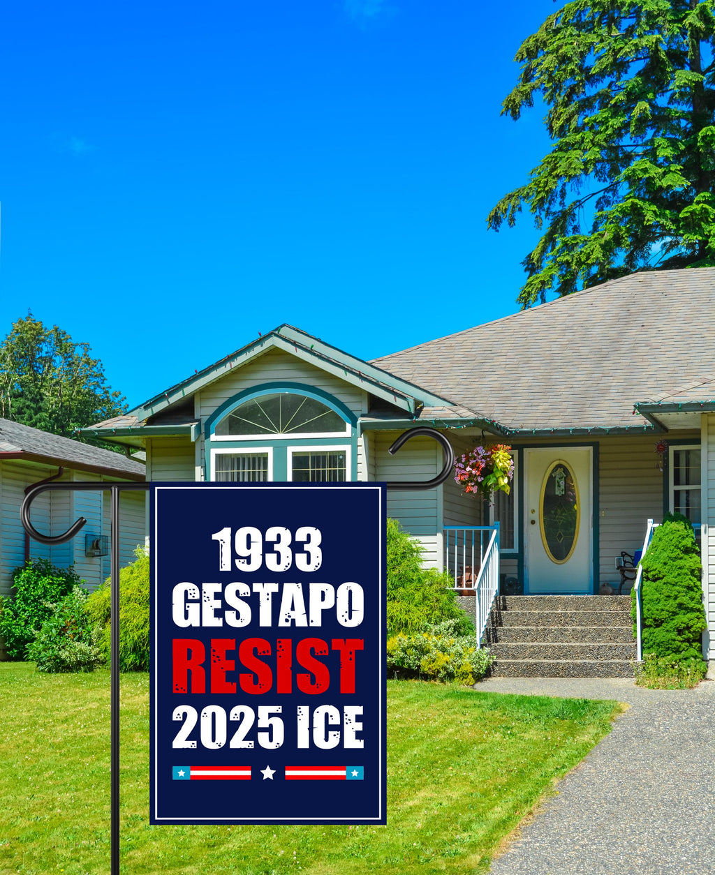 1933 Gestapo RESIST 2025 ICE Garden Flag, Double Sided, Resist Hate Flag