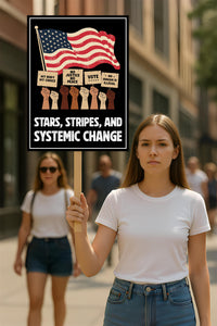 Stars, Stripes & Systemic Change Protest Sign, Anti-Trump Resistance, Political Activist Poster