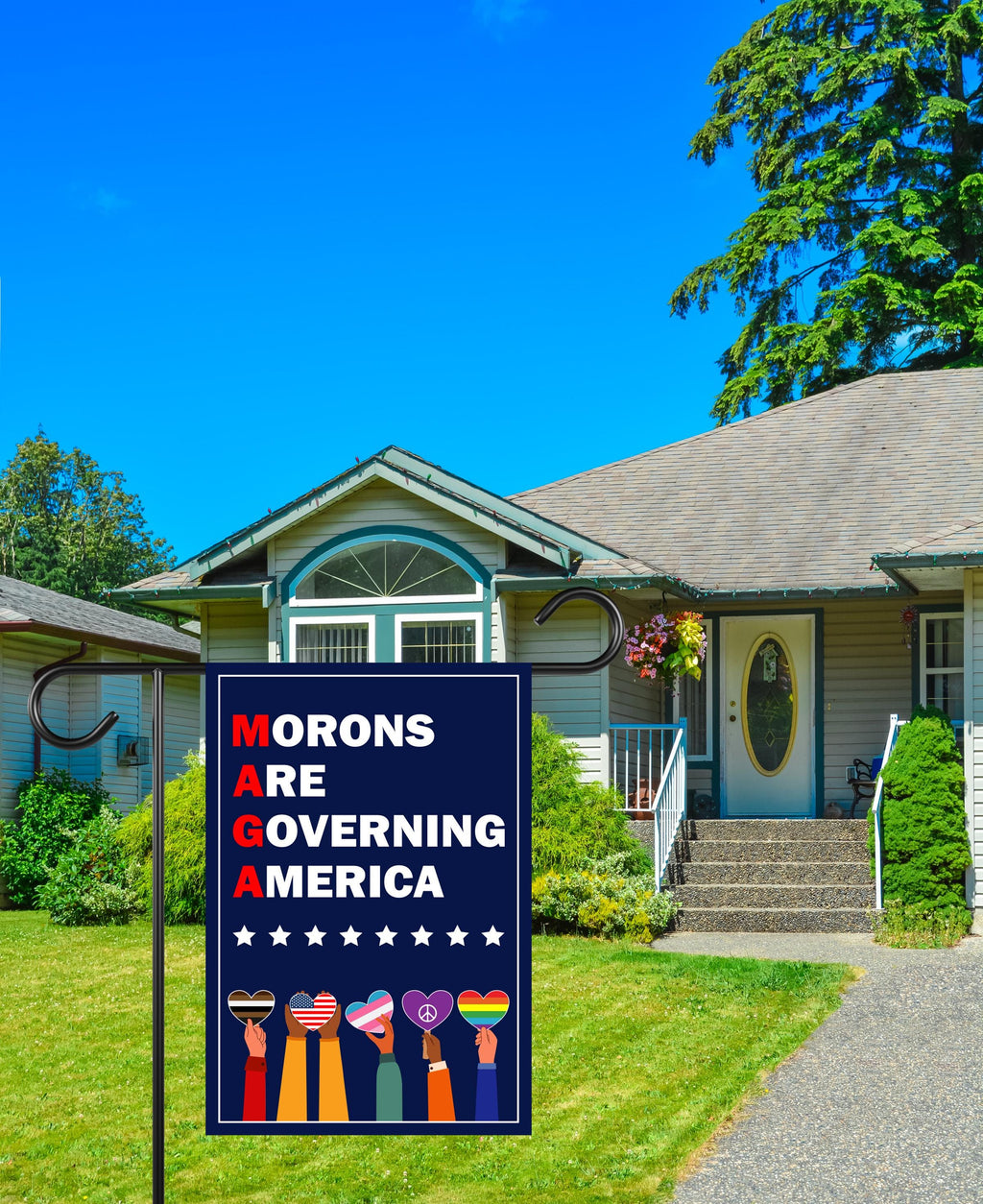 Morons Are Governing America Garden Flag, Double Sided, Resist Hate Flag, Anti-Trump Flag