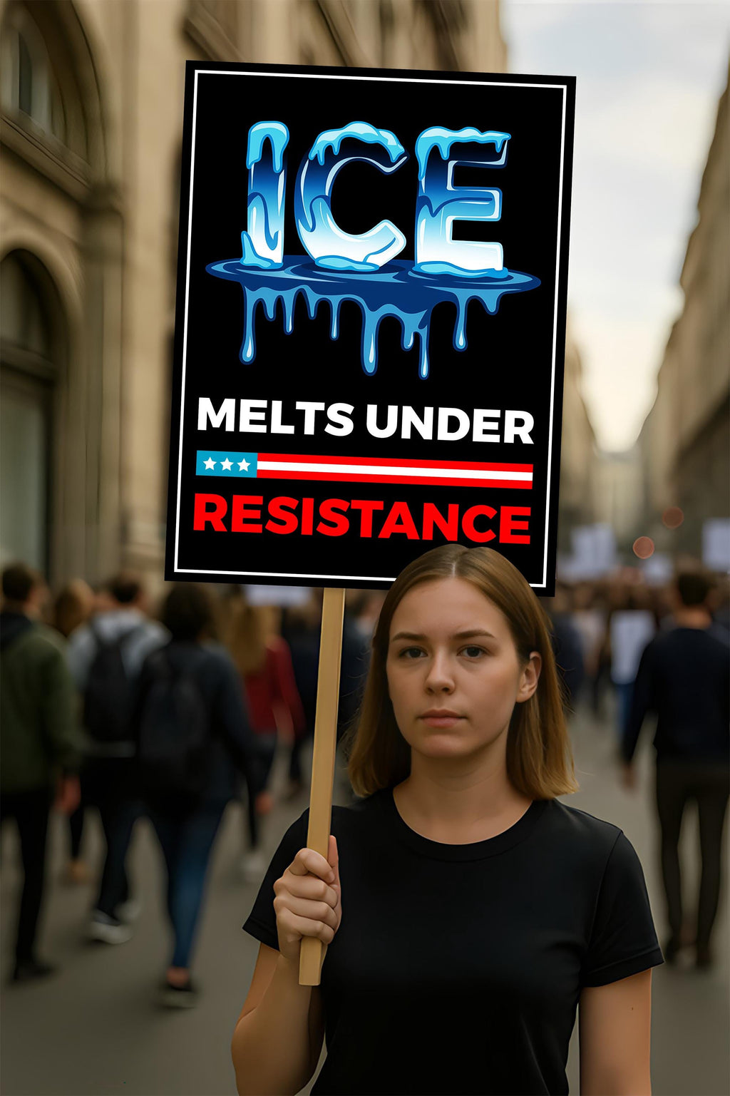 ICE Melts Under Resistance Protest Sign, Anti-Trump, Political Activist Protest Poster