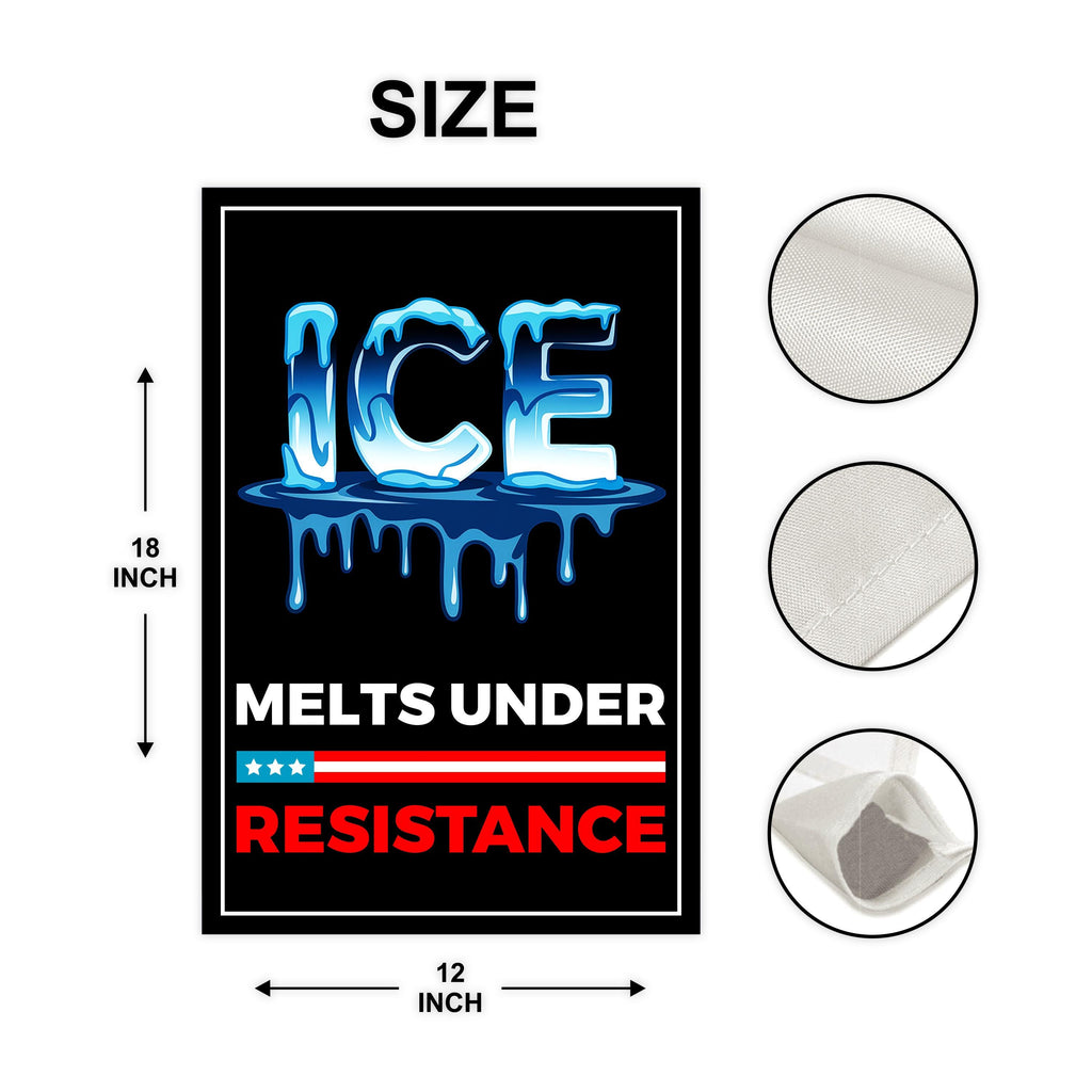 ICE Melts Under Resistance Garden Flag, 12x18 Inch Double Sided, Resist Hate Flag