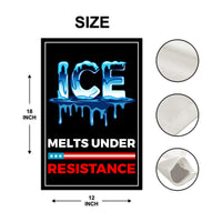 ICE Melts Under Resistance Garden Flag, 12x18 Inch Double Sided, Resist Hate Flag