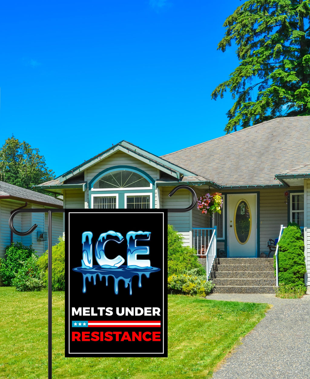 ICE Melts Under Resistance Garden Flag, 12x18 Inch Double Sided, Resist Hate Flag