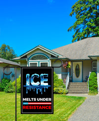 ICE Melts Under Resistance Garden Flag, 12x18 Inch Double Sided, Resist Hate Flag