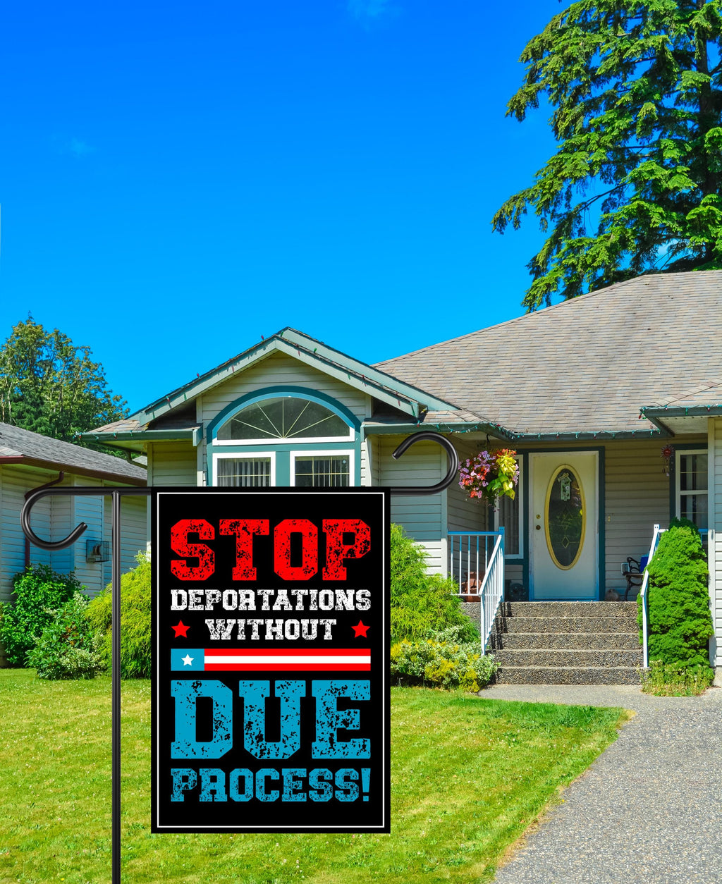 Stop Deportations Without Due Process Garden Flag, Double Sided, Resist Hate Flag