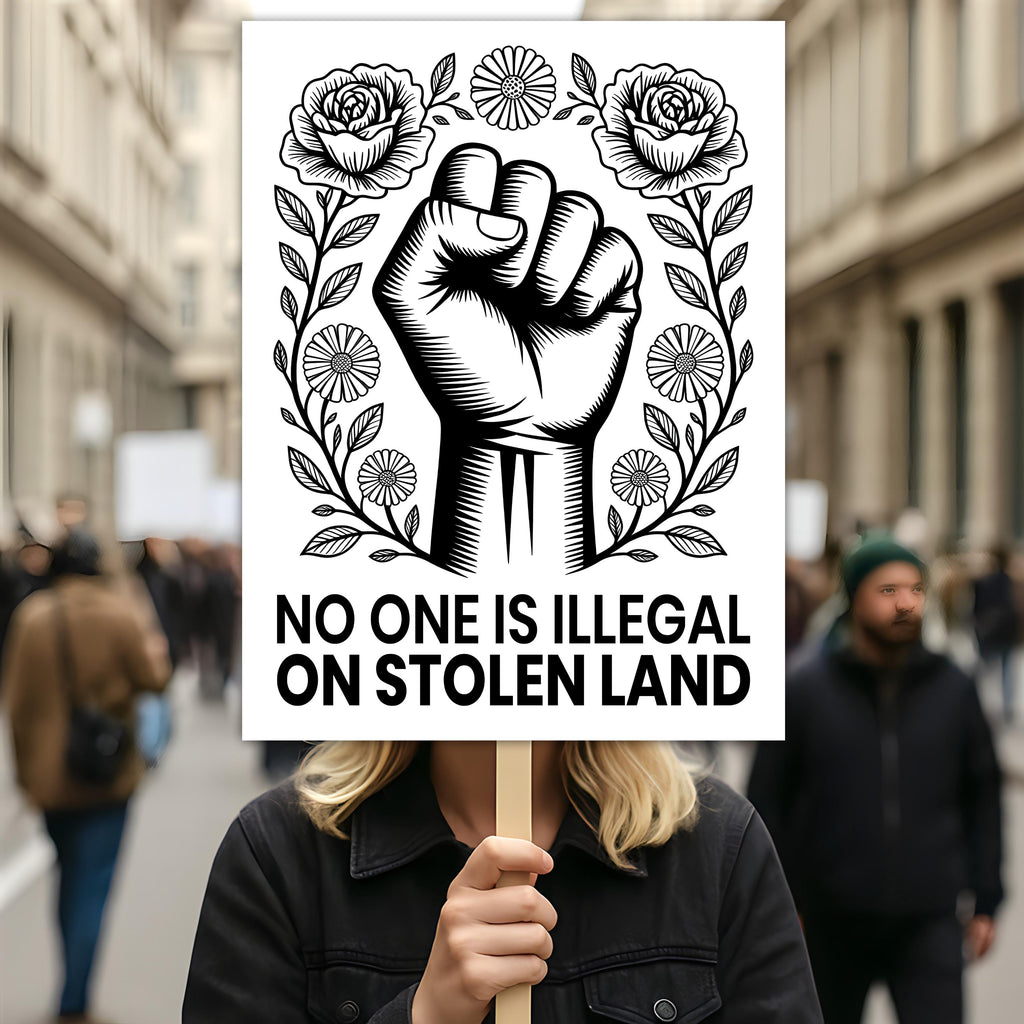 No One Is Illegal Protest Sign, Anti-Trump Resistance, Political Activist Protest Poster