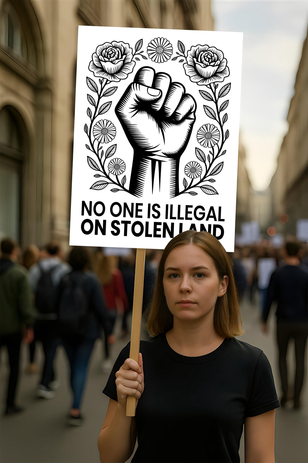 No One Is Illegal Protest Sign, Anti-Trump Resistance, Political Activist Protest Poster
