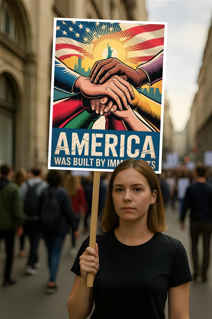 Built By Sign America Was Built By Immigrants Protest Sign, Anti-Trump Resistance ...
