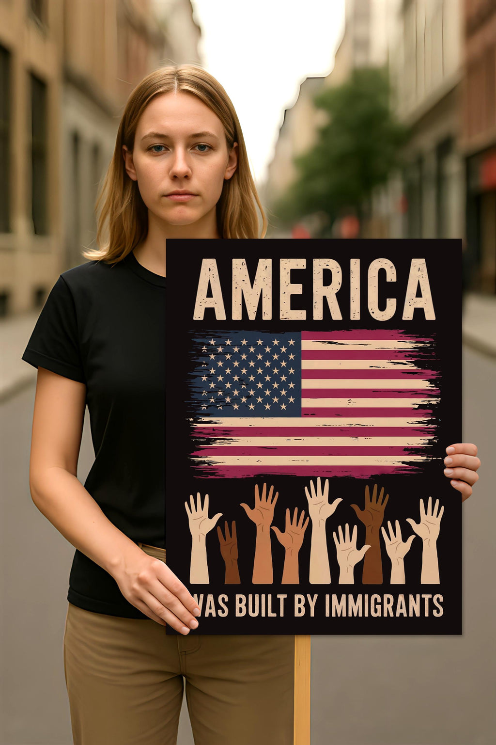 America Was Built By Immigrants Protest Sign, Anti-Trump Resistance
