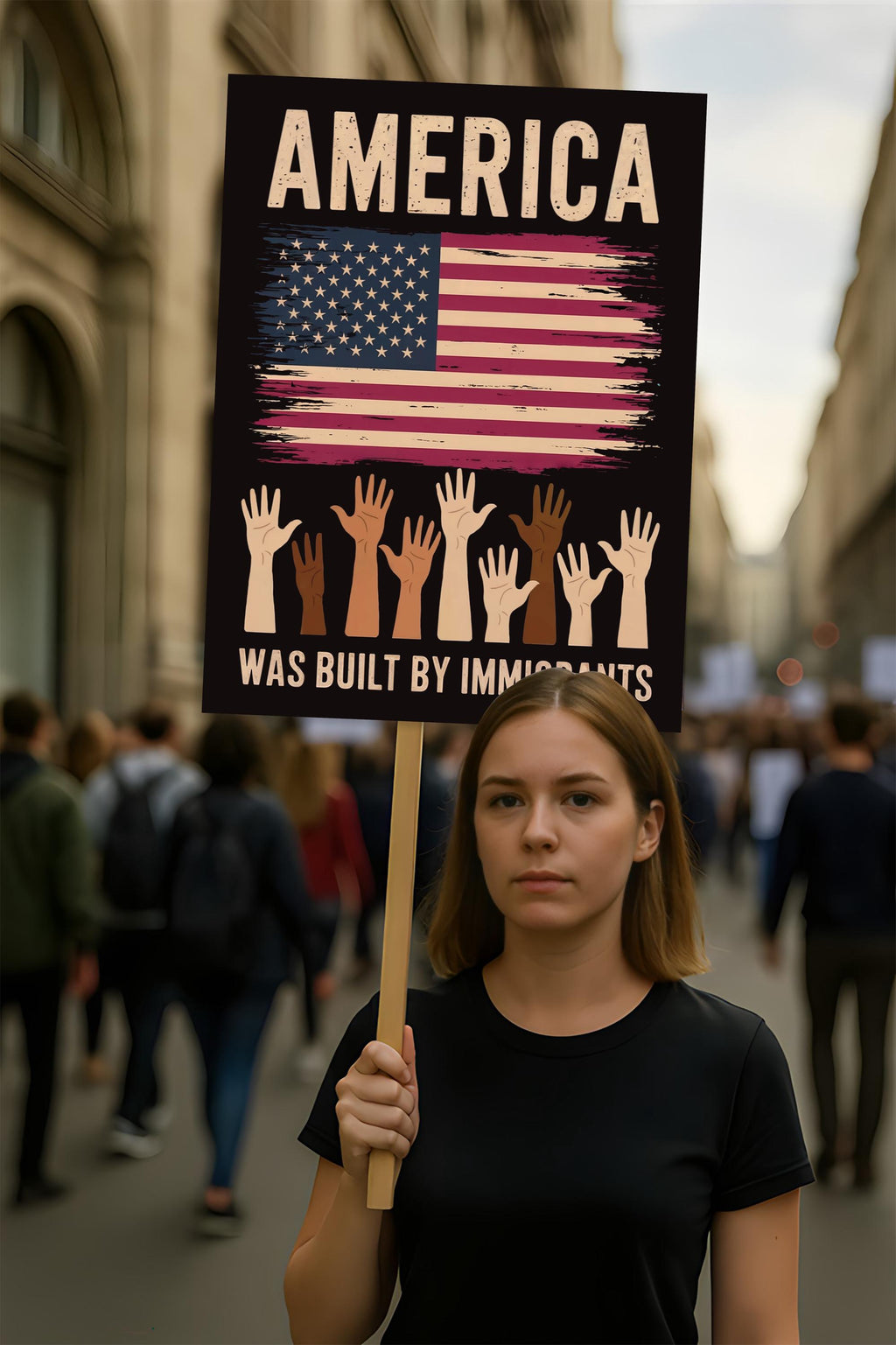 America Was Built By Immigrants Protest Sign, Anti-Trump Resistance