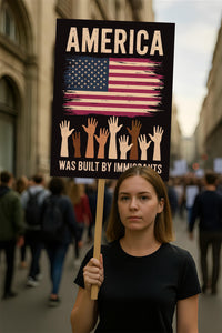 America Was Built By Immigrants Protest Sign, Anti-Trump Resistance