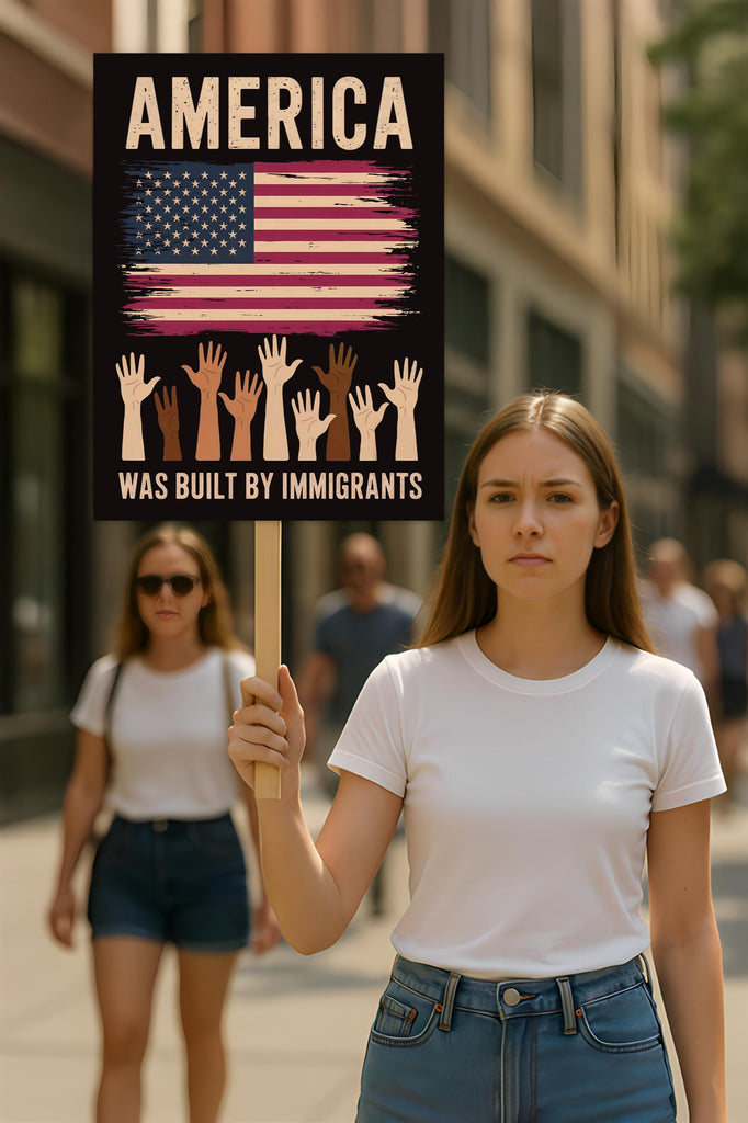 Built By Sign America Was Built By Immigrants Protest Sign, Anti-Trump Resistance ...