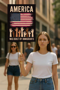 America Was Built By Immigrants Protest Sign, Anti-Trump Resistance