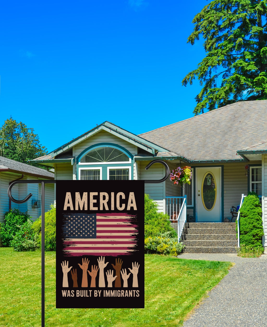 America Was Built By Immigrants Garden Flag, 12x18 Inch Double Sided