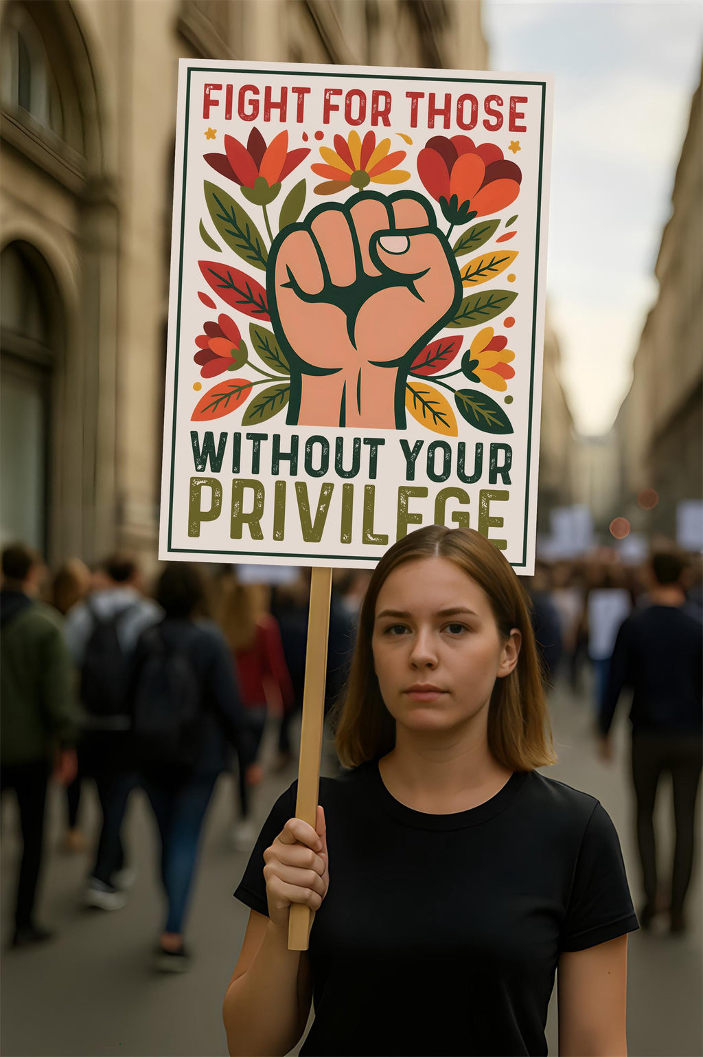 Fight For Those Without Your Privilege Protest Sign, Anti-Trump Resistance