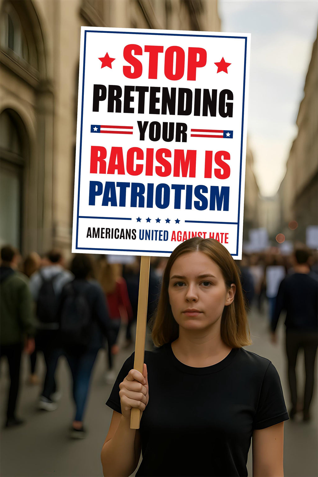 Stop Pretending Your Racism Is Patriotism Protest Sign, Anti-Trump Resistance