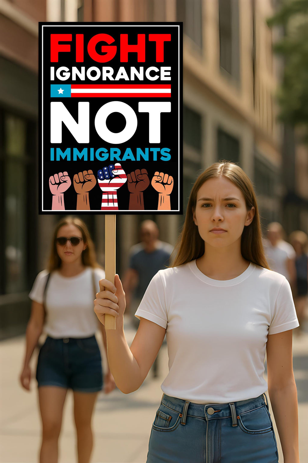 Fight Ignorance Not Immigrants Sign, Anti-Trump Resistance, Political Activist Poster