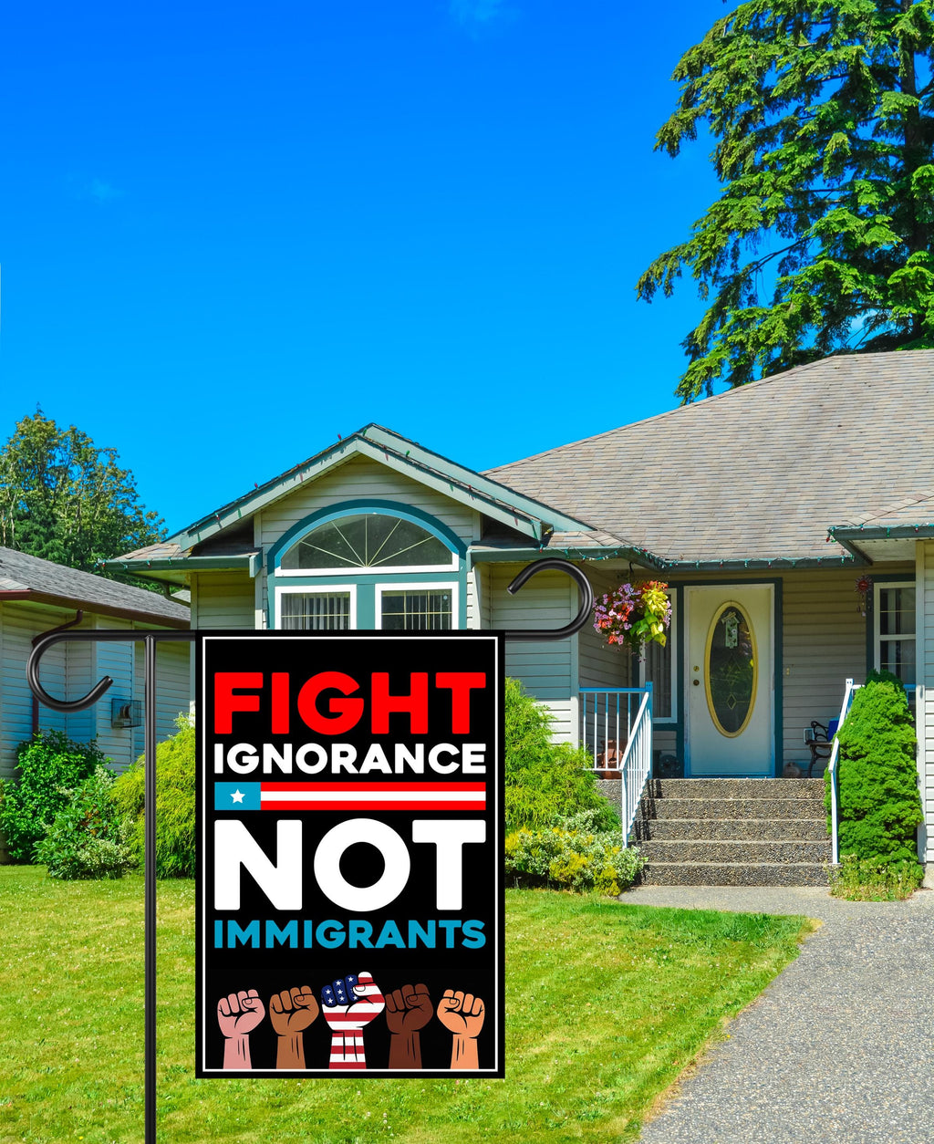 Fight Ignorance Not Immigrants Garden Flag, 12x18 Inch Double Sided