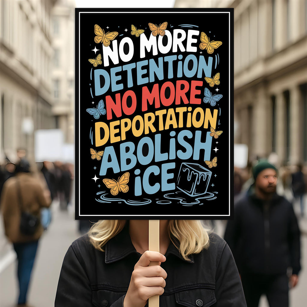 Abolish ICE Protest Sign, Anti-Trump Resistance, Political Activist Poster