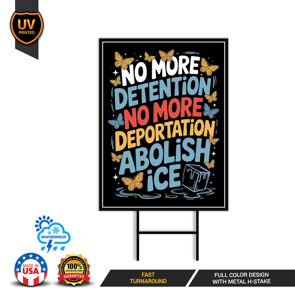 Abolish ICE Protest Yard Sign - Resist Hate Lawn Sign, Anti-Trump, Resist Racism, Resist Fascism Sign with Metal H-Stake