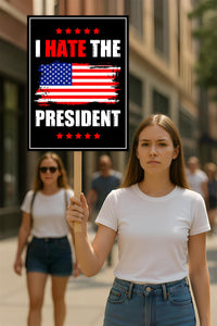 I Hate the President Protest Sign, Anti-Trump Resistance, No Kings