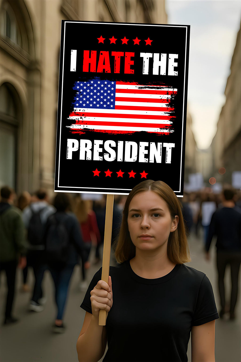 I Hate the President Protest Sign, Anti-Trump Resistance, No Kings
