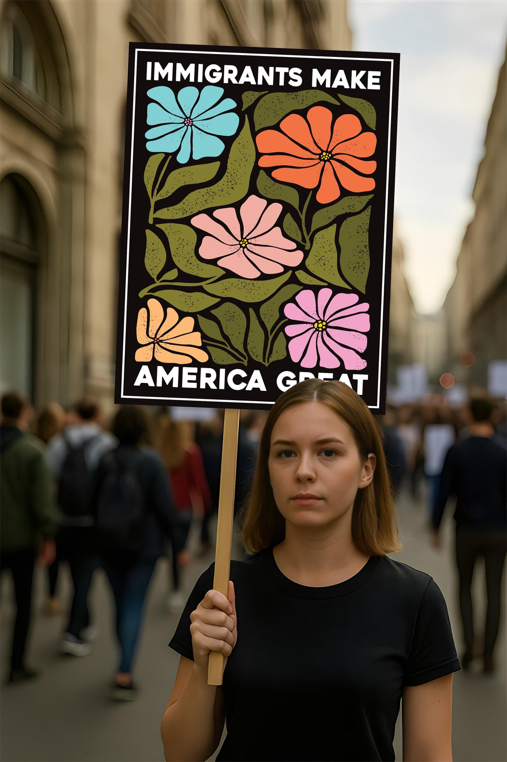 Immigrants Make America Great Protest Sign, Anti-Trump Resistance, Political Activist Poster