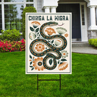 Immigrant Rights Chinga La Migra Yard Sign - Resist Hate Lawn Sign, Anti-Trump, Resist Racism, Resist Fascism Sign with Metal H-Stake