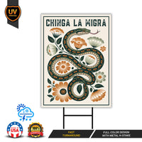 Immigrant Rights Chinga La Migra Yard Sign - Resist Hate Lawn Sign, Anti-Trump, Resist Racism, Resist Fascism Sign with Metal H-Stake