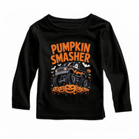 Retro Monster Truck Baby Shirt, Pumpkin Smasher Baby Bodysuit, Halloween Toddler Sweatshirt - Boys Spooky Fall Outfit, Trick or Treat Shirt
