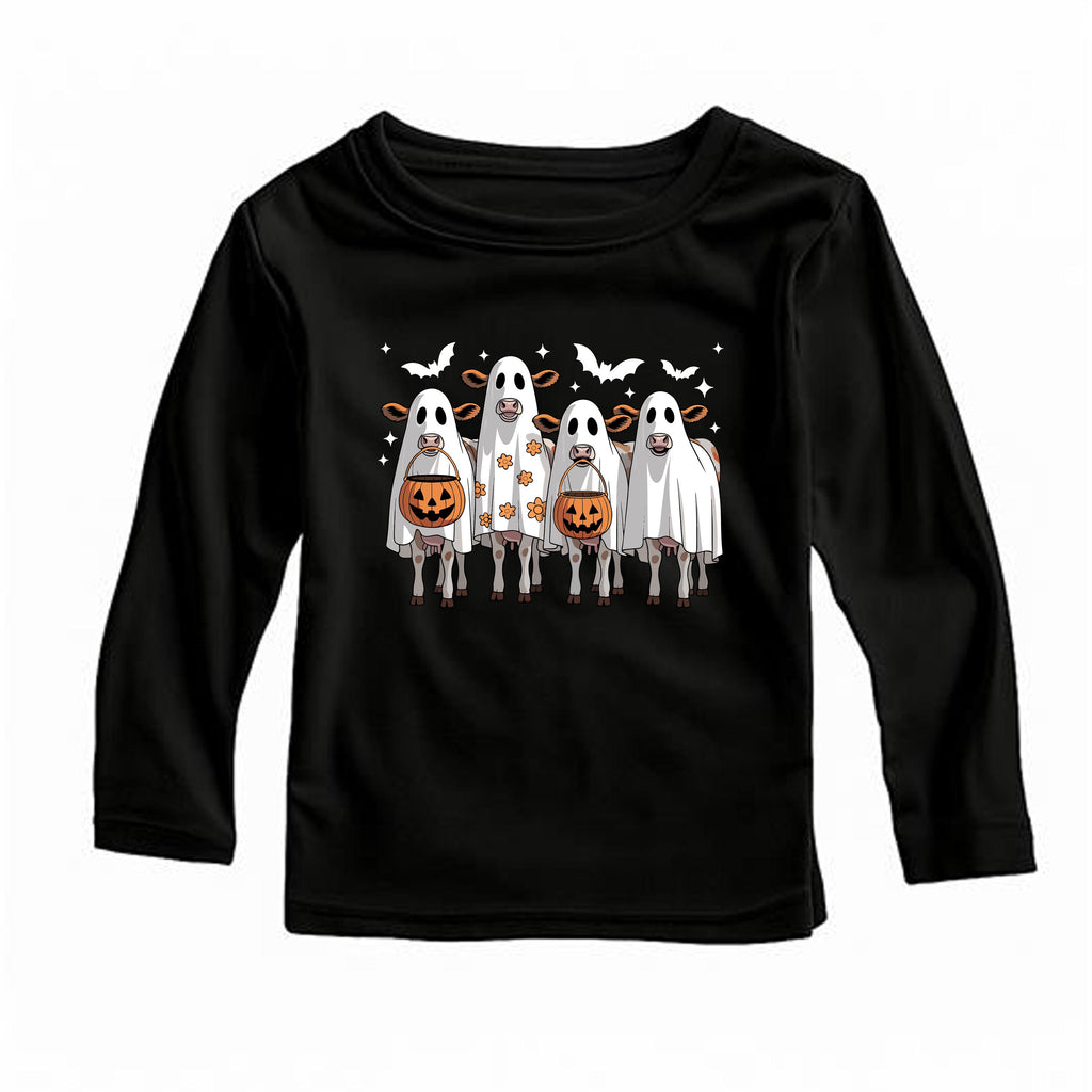 Ghost Cows Baby Bodysuit, Cute Halloween Cow Baby Shirt, Retro Fall Toddler Sweatshirt - Spooky Farm Animal Outfit