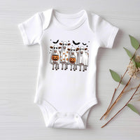 Ghost Cows Baby Bodysuit, Cute Halloween Cow Baby Shirt, Retro Fall Toddler Sweatshirt - Spooky Farm Animal Outfit