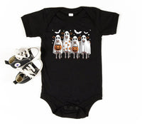 Ghost Cows Baby Bodysuit, Cute Halloween Cow Baby Shirt, Retro Fall Toddler Sweatshirt - Spooky Farm Animal Outfit