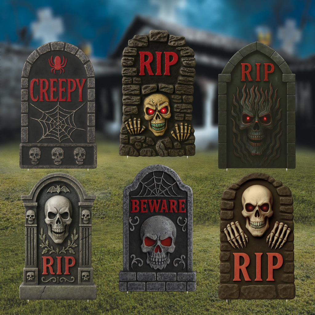 Halloween Tombstone Yard Signs, Scary Graveyard Outdoor Decorations, Waterproof Cemetery Lawn Stakes for Spooky Halloween Display