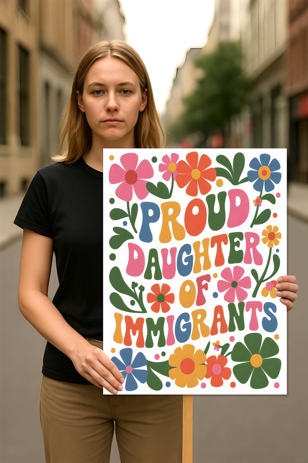 Proud Daughter Of Immigrants Pro Immigration Protest Sign, Anti-Trump, Resist Racism