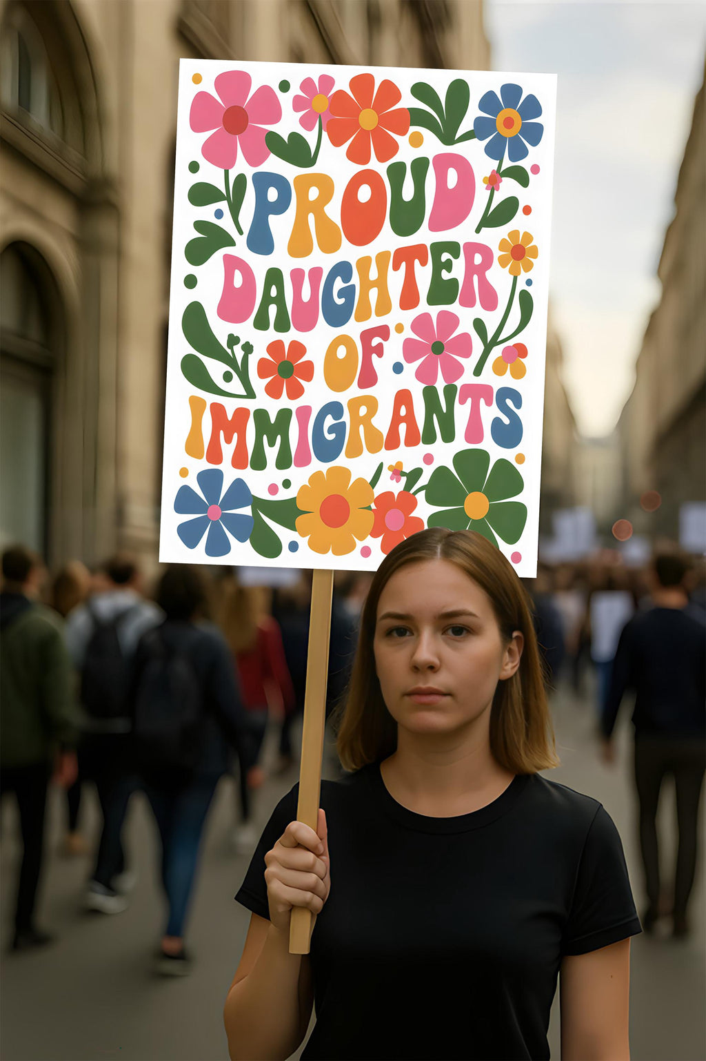 Proud Daughter Of Immigrants Pro Immigration Protest Sign, Anti-Trump, Resist Racism
