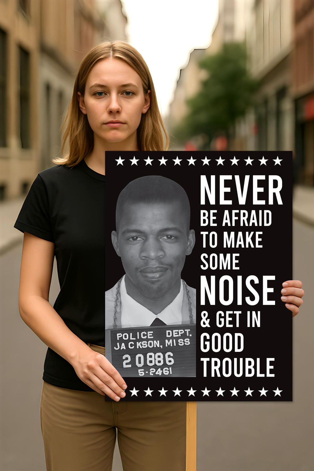 John Lewis Good Trouble Protest Sign, Resist Hate, Anti-Trump, Resist Racism, Resist Fascism, Political Activist Poster Rally Sign