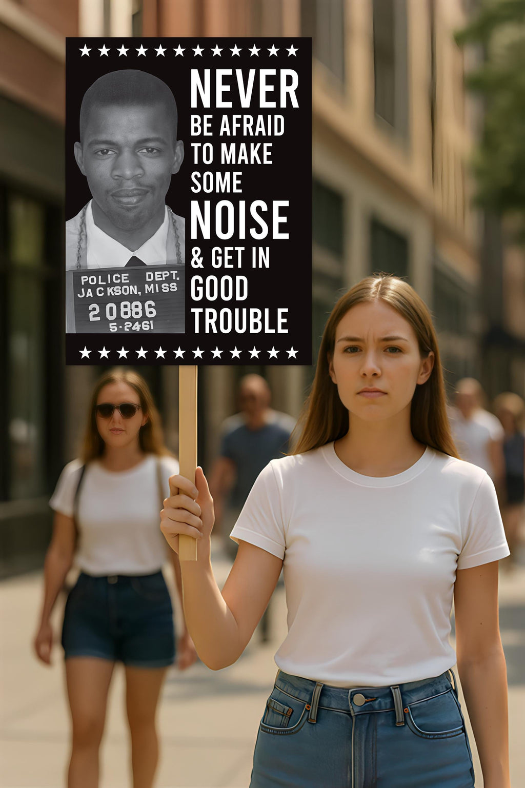 John Lewis Good Trouble Protest Sign, Resist Hate, Anti-Trump, Resist Racism, Resist Fascism, Political Activist Poster Rally Sign