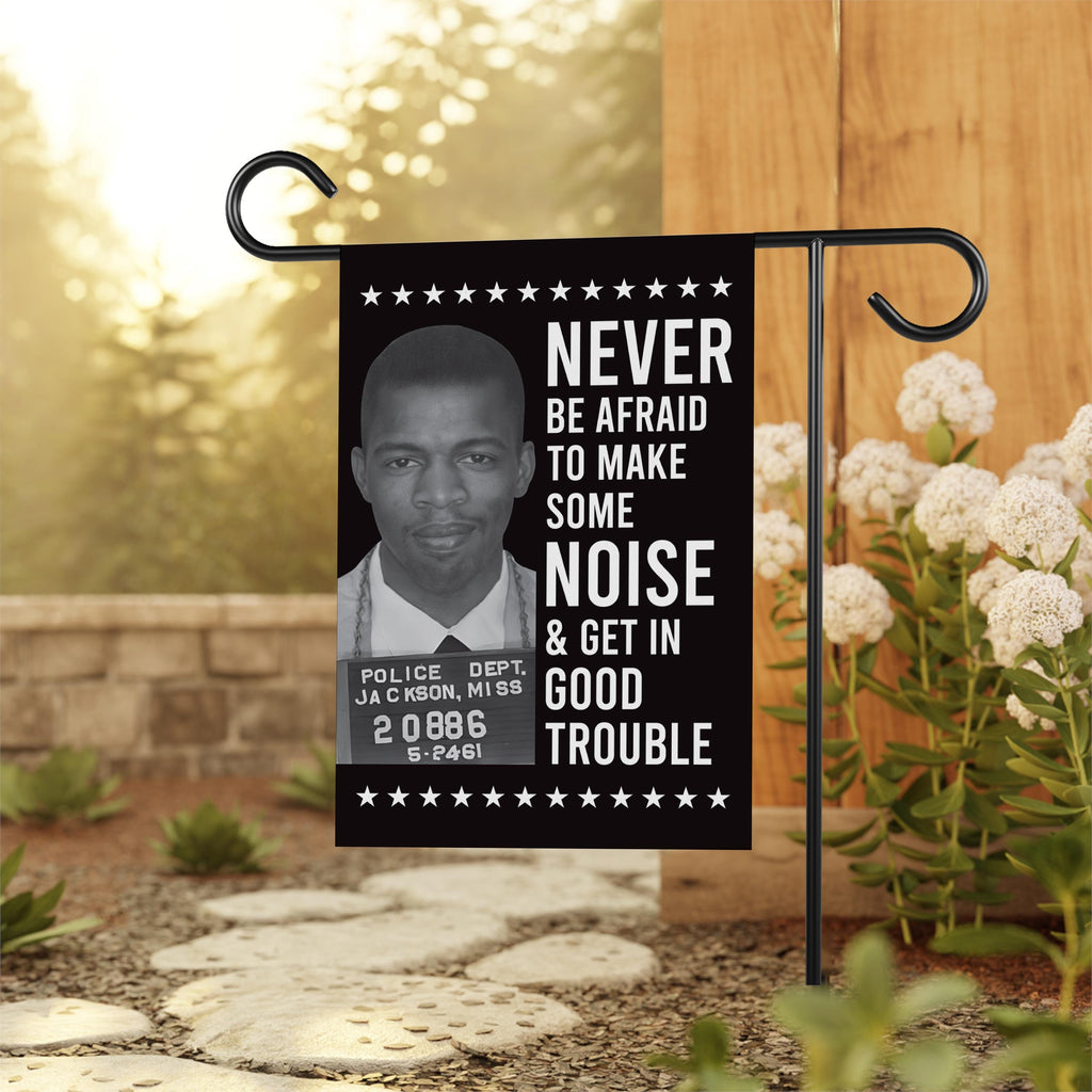John Lewis Good Trouble Protest Garden Flag, Double Sided, Resist Hate, Anti-Trump, Resist Racism, Resist Fascism Flag