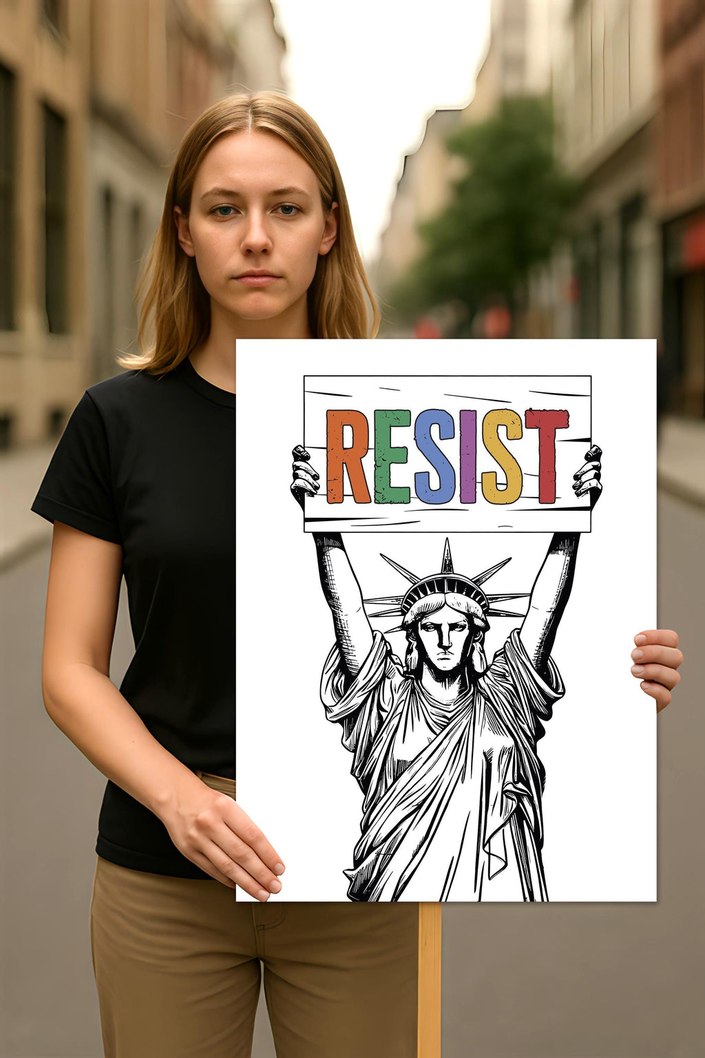 Resist Statue of Liberty Protest Sign, Resist Hate, Anti-Trump, Resist Racism, Resist Fascism, Political Activist Poster Rally Sign